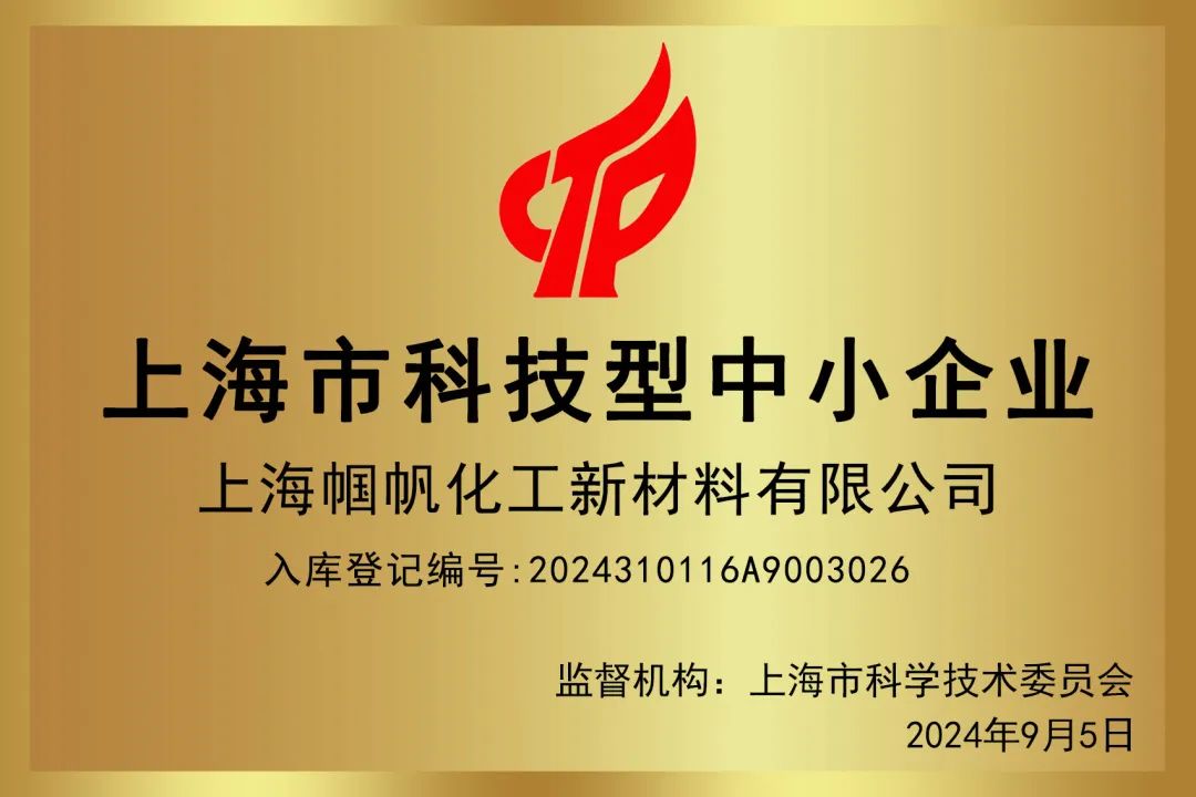 2024上海市科技型中小企业-上海帼帆化工新材料有限公司